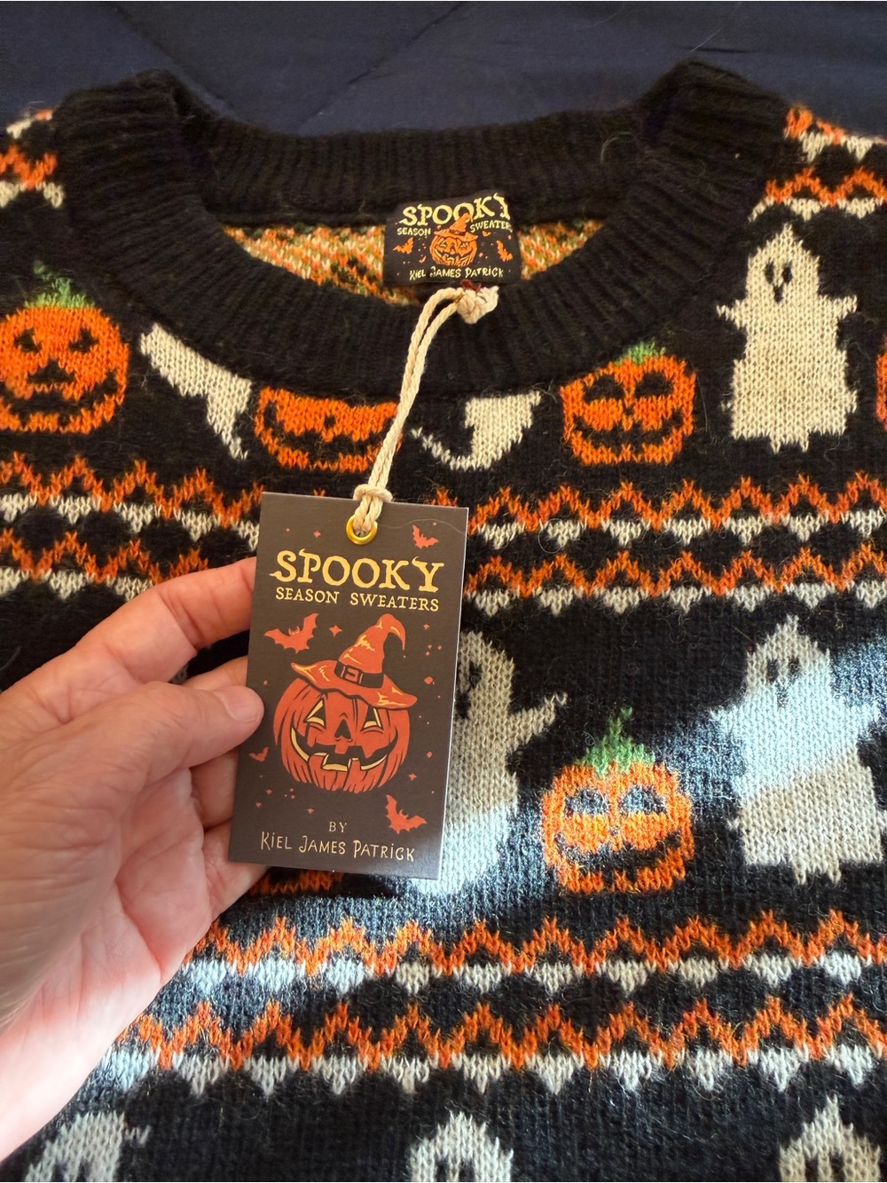 Women’s KJP Kiel James Patrick Wool Knit Halloween Sweater Large NWT - Picture 3 of 5